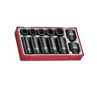Teng Tools 12 Piece 1/2 Inch Drive Regular and Deep Impact Socket Set (19MM to 32MM) - TT9212