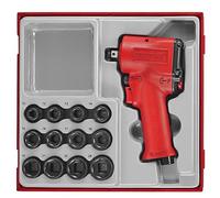 Teng Tools 13pc Mini 1/2 Air Impact Wrench Gun with 12 Impact Sockets TTDAWM13M