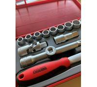 Teng TT1218 1/2" Drive Metric 12 Point Socket & Speed Ratchet Set in Tool Box