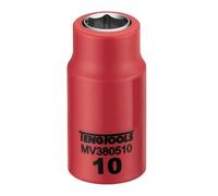 Teng Tools 3/8 Inch Drive 10MM Metric 6 Point 1000 Volt Shallow Insulated Socket | Electricians Tool | Insulated Tool | Electrical Tool - MV380510