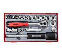 Teng TT3819 3/8-inch Reg Metric Socket Set Drive (19 Pieces)