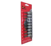 Teng Tools 3/8in Drive 9 Piece Torx Socket Bit Set on a Socket Rail M3813TX