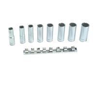 Teng Tools 8 Piece 1/2" Deep Metric 12 Point Socket Clip Rail Set, M1207