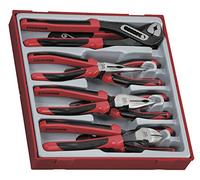 Teng Tools 8 Piece Plier Set Tool Tray (Side Cutters, Linesman, Long Nose, Water Pump) - TTD441-T, Silver