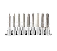 Teng Tools 9-Piece 1/2" Drive Long Ribe Bit Socket Set M4-M13 M1209