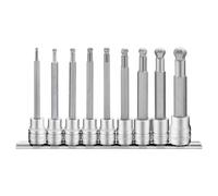 Teng Tools 9 Piece 3/8 Inch Drive Metric Hex Chrome Vanadium Ball Point Socket Bit Set (3MM - 12MM) - M3809HBN