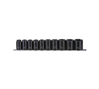 Teng Tools 9121 10-Piece 1/2" Drive Metric Impact Socket Set - Chrome Molybdenum Steel, 6-Point ANSI Sockets on Clip Rail, Durable Automotive Set 10-24mm