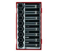 Teng Tools 16 Piece 1/2 Inch Drive 6 Point Regular and Deep Impact Socket Set - TT9120D