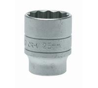 Teng Tools M120525-C - 1/2" Drive 12pt Bi-Hex Socket Metric - 25mm