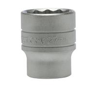 Teng Tools Socket M120527-C Regular Bi-Hexagon 27mm 1/2in Square Drive