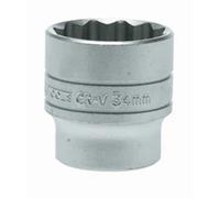 Teng Tools Pro 1/2" Square Drive 6 Point Hex Standard Sockets, Sizes 8mm To 34mm