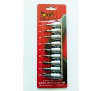 Teng M3813 10piece Clip Rail Tpx Bit Socket Set Metric - 3/8in Square Drive