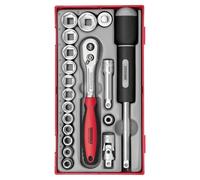 Teng TT3819 3/8-inch Reg Metric Socket Set Drive (19 Pieces)