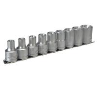 Teng Tools Teng M1210 M1210 Socket Clip Rail Set Of 9 External Torx 1/2In Drive Tenm1210