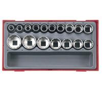 Teng Tools TT1217 17 Pce 1/2 Drive Socket Set 12 Point Bi Hex Double Cut + CASE