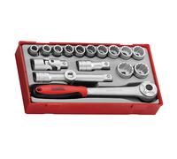 Teng Tools TT1218 18 Piece 1/2" Drive 12 Point Double Hex Ratchet Socket Set