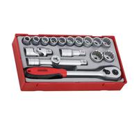 Teng Tools TT1218 1/2" Socket Set 12 pt TT1 17 Pieces