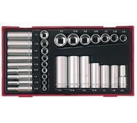 Teng Tools Ttaf32 32-Piece Socket Set With Regular And Deep Sockets In Drive Sizes 1/4 And 3/8 Inches