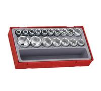 Teng Tt1217-6 Metric 6-Pt Socket Set, 17 Piece - 1/2In Drive Multi Colour (One Size)