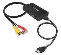 Tengchi RCA to HDMI Converter, Composite to HDMI Adapter Support 1080P PAL/NTSC Compatible with PS one, PS2, PS3, STB, Xbox, VHS, VCR, Blue-Ray DVD Players, Black