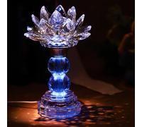 TENGFENG LED Crystal Lotus Flower Lamp - USB Powered Buddha Light for Worship, Prayer and Display,Lotus Flower Light for Bedroom, Buddhist Supplies,Shrine,Meditation Room 8’’ (Blooming Lotus)