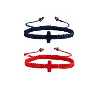 tenghong2021 2Pcs Braided Rope Cross Bracelet for Women Men Friends Religious Christian Adjustable Pray String Woven Bracelets Unique Friendship Couple Matching Wristband Set Jewelry, 0.1, Acrylic, no