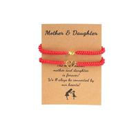 tenghong2021 2Pcs Love Braided String Bracelets for Mother Daughter Sweet Hollow Heart Matching Adjustable Bracelet Pink Black Red String Mother's Day Bracelets Gifts for Women Jewelry, metal, no