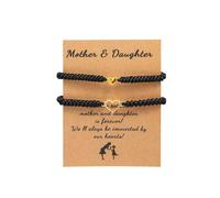 tenghong2021 2Pcs Love Braided String Bracelets for Mother Daughter Sweet Hollow Heart Matching Adjustable Bracelet Pink Black Red String Mother's Day Bracelets Gifts for Women Jewelry, metal, no