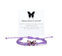 tenghong2021 Boho Butterfly Bracelet Multiple Colors Butterfly Adjustable String Bracelet Cute Hand Woven Colorful Butterfly Charm Bracelets for Women Friendship Gifts Jewelry, adjustable, Metal, no