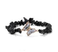 tenghong2021 Crystal Butterfly Bracelet for Women Amethyst Obsidian Beaded Bracelet Natural Stone Crystal Beaded Anxiety Relief Lucky Butterfly Charms Bracelets for Women Jewelry, metal, no gemstone