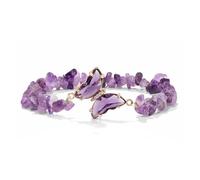 tenghong2021 Crystal Butterfly Bracelet for Women Amethyst Obsidian Beaded Bracelet Natural Stone Crystal Beaded Anxiety Relief Lucky Butterfly Charms Bracelets for Women Jewelry, 9", metal, no