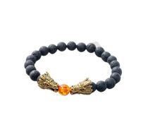 tenghong2021 Dragon White Turquoise Topaz Beaded Bracelets for Women Handmade Adjustable Strech Bracelet Dragon's Head Beaded Elastic Bracelet Feng Shui Lucky Amulet Bracelets for Men Gift Jewelry