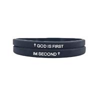 tenghong2021 God Is First Bracelet for Women Men Christian Cross GOD IS FIRST IM SECOND Motivational Bible Verses Handmade Religious Bracelet Encouragement Gifts, 0.1, Acrylic, no gemstone