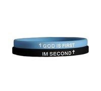 tenghong2021 God Is First Bracelet for Women Men Christian Cross GOD IS FIRST IM SECOND Motivational Bible Verses Handmade Religious Bracelet Encouragement Gifts, 0.1, Acrylic, no gemstone