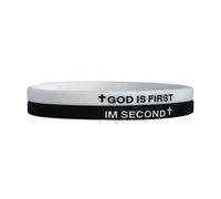 tenghong2021 God Is First Bracelet for Women Men Christian Cross GOD IS FIRST IM SECOND Motivational Bible Verses Handmade Religious Bracelet Encouragement Gifts, 0.1, Acrylic, no gemstone