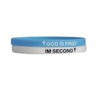 tenghong2021 God Is First Bracelet for Women Men Christian Cross GOD IS FIRST IM SECOND Motivational Bible Verses Handmade Religious Bracelet Encouragement Gifts, 0.1, Acrylic, no gemstone