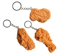 tenghong2021 Imitation Food Keychain Fried Chicken Leg Nuggets Wing Creative Keyring Fun Cute Handbag Purse Car Accessories, 3pcs, S