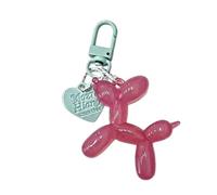 tenghong2021 Valentine's Day Gift Cute Jelly Balloon Dog Key Ring Keyrings for Women Key Chain Car Keys Handbag Purse Accessories, (Rose-green), S