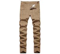 TENGINE Plaid Pants for Men, Mens Skinny Stretch Slim fit Chinos Golf Business Dress Casual Pants, Brown Plaid, 36