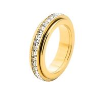 TengRiah Anxiety Ring Titanium Steel Rotating Band Ring Cubic Zirconia Rotating Anxiety Relief Wedding Promise Good Luck Statement Jewelry Comfortable Fit Size 5 to 12