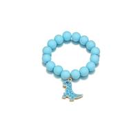 TengRiah Cute Dinosaur Bracelet Colorful Enamel Dinosaur Charm Acrylic Beaded Bracelet Hand Woven Bracelet for Son/Grandson to Use on Christmas/School Day/First Day/Birthday Graduation with Card