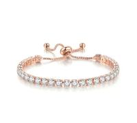 TengRiah Tennis Chain Crystal Beads Slider Bracelet 14K Gold Silver Plated Adjustable Exquisite Classic Rhinestone Seed Bead Bracelet for Women Wedding Party Jewelry Gift-4