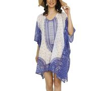 Tengru Short Kaftan Beach Cover ups Dresses for Women Ladies Dashiki African Caftan Loungewear Fancy Loose Loungewear Robe, Tg-chs-blu, One Size