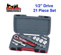 TengTools T1221 21 Pieces 12 Point 1/2" Drive MM Socket Set