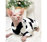 TENGTUD Hairless Cat Clothe for Sphynx Cat,Plus Cashmere Black and White Winter Pet Clothes-L