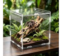 TENGWA 360°Jumping Spider Enclosure 10x10x10cm Reptile Acrylic Feeding Box Acrylic Terrarium for Keeping Tarantula Gecko Snail Mantis Frog and Small Reptiles