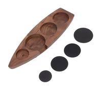 TengXiCLP Boat-Shaped Walnut Wood Coffee Tamper Holder with Slip Base, Notch and Multifunctional Slot, Ideal for Cafe and Bar (51mm)