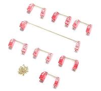 TengXiCLP Mechanical Keyboard Stabilizer Set with Gold - Plated Wire, 6.25U and 2U PCB - Mount Stabilizers for DIY 61/64/87/104/108 Keyboards, Includes Gold Screws (Transparent Red)