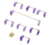 TengXiCLP Mechanical Keyboard Stabilizer Set with Gold - Plated Wire, 6.25U and 2U PCB - Mount Stabilizers for DIY 61/64/87/104/108 Keyboards, Includes Gold Screws (Transparent Purple)