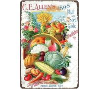 TENGYANG Metal Tin Retro Sign Vintage Kitchen Vegetables Art Printposter Vegan Vegetarian Cooking Food Farm Illustration Home Decor Vintage Art Wall Poster Plaque Decor 8x12 Inch